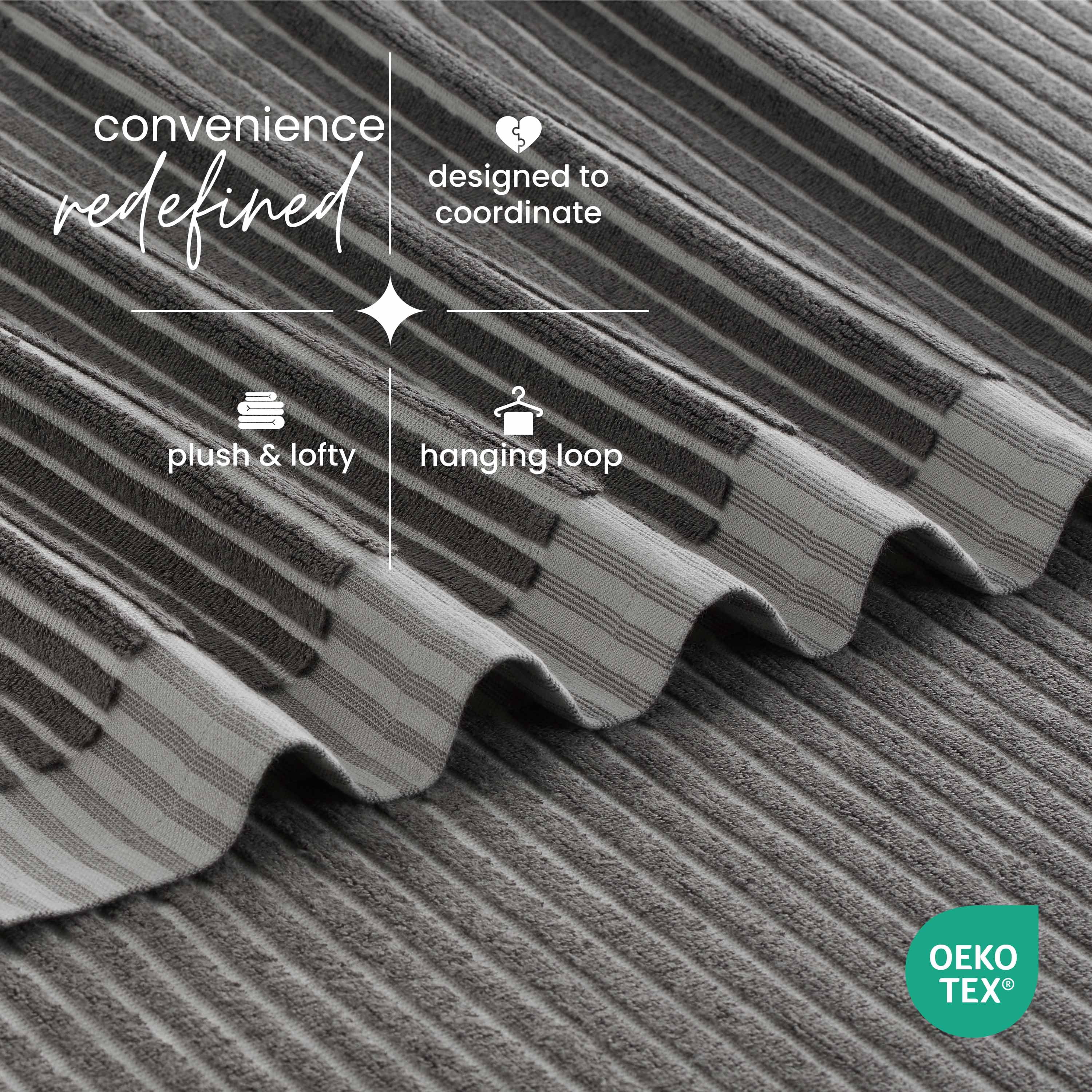 Martex Restore Sculpted Stripe Bath Towel, 30" x 56", Charcoal