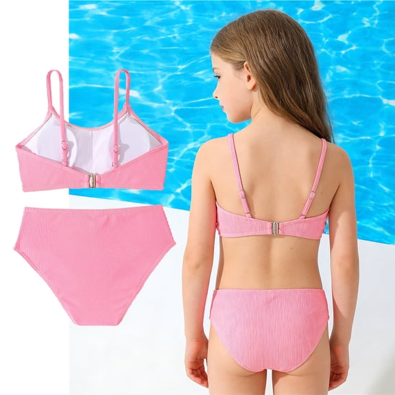 Kids Swimsuits Girl's 3 Piece Bikini Swimwear with Pants Cove Up Sets Summer Beach Girls' Swimwear Girls Bikini for Teen Girls 8-9 Years