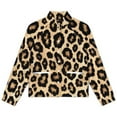 thumbnail image 4 of Jackets for Women Winter Coat Jackets Flannel Stand Collar Jacket(Leopard Print Tan Black Background,Size:S-4XL), 4 of 7
