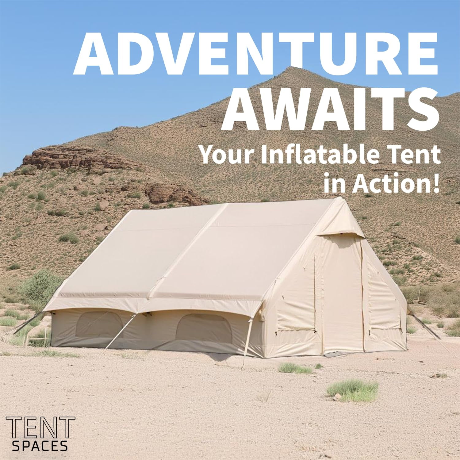 Tentspaces - Inflatable Tents for Camping | Glamping Tent | Blow Up Tent | Lightweight Tent I Quick Assembly | Included Air Pump, Ground Pegs, Ropes, and Repair Package | 6 Person (Rhonda 4350)