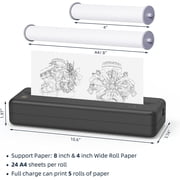 HPRT MT810 Portable Printer, A4 Wireless Bluetooth Travel Printer, Thermal Printer Support 8 & 4 Thermal Roll Paper Suitable for Home Vehincles Office Business