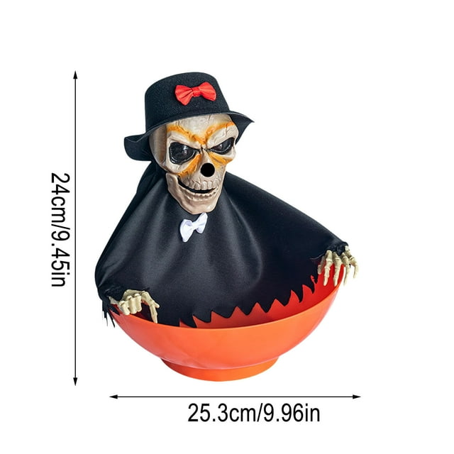 ICQOVD Halloween Decorations,Halloween Decorations,Animated Halloween Skull Bowl - Plastic Skull Candy Bowl with Moving Skeleton Hand - Motion Activated Halloween Skull Candy Bowl Festival Gift