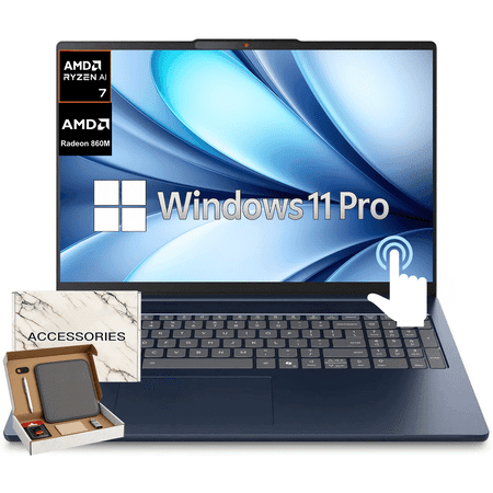 Lenovo IdeaPad Slim 5 Laptop, 16" FHD+ Touch, Ryzen AI 7 350 (8-Core) Processor, 16" 1920x1200 Touchscreen, 16GB DDR5, 1TB SSD, Windows 11 Pro