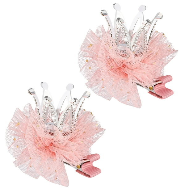 2 pinzas para el cabello con forma de corona para niñas pequeñas, accesorios para el cabello, horquillas para el cabello infantiles, ideales para fiestas de cumpleaños.