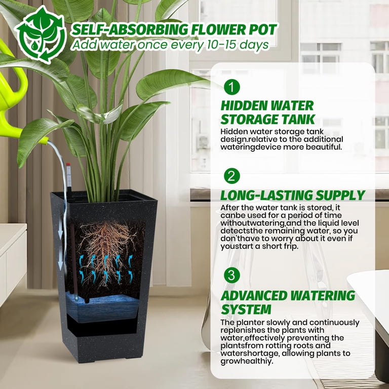 large pots for indoor plants GreenShip Planter Pots for Indoor & Outdoor Plants, Set of 2 Modern De   GreenShip Garden USA