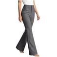 thumbnail image 4 of Womens Work Office Pants High Waisted Bell Bottoms Slim Fit Stretch Flared Dress Pants Trousers for Business Casual Going Out,Gray,L, 4 of 6