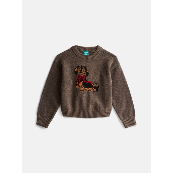 Wonder Nation Girls Long Sleeve Sweater, Sizes 4-18 & Plus