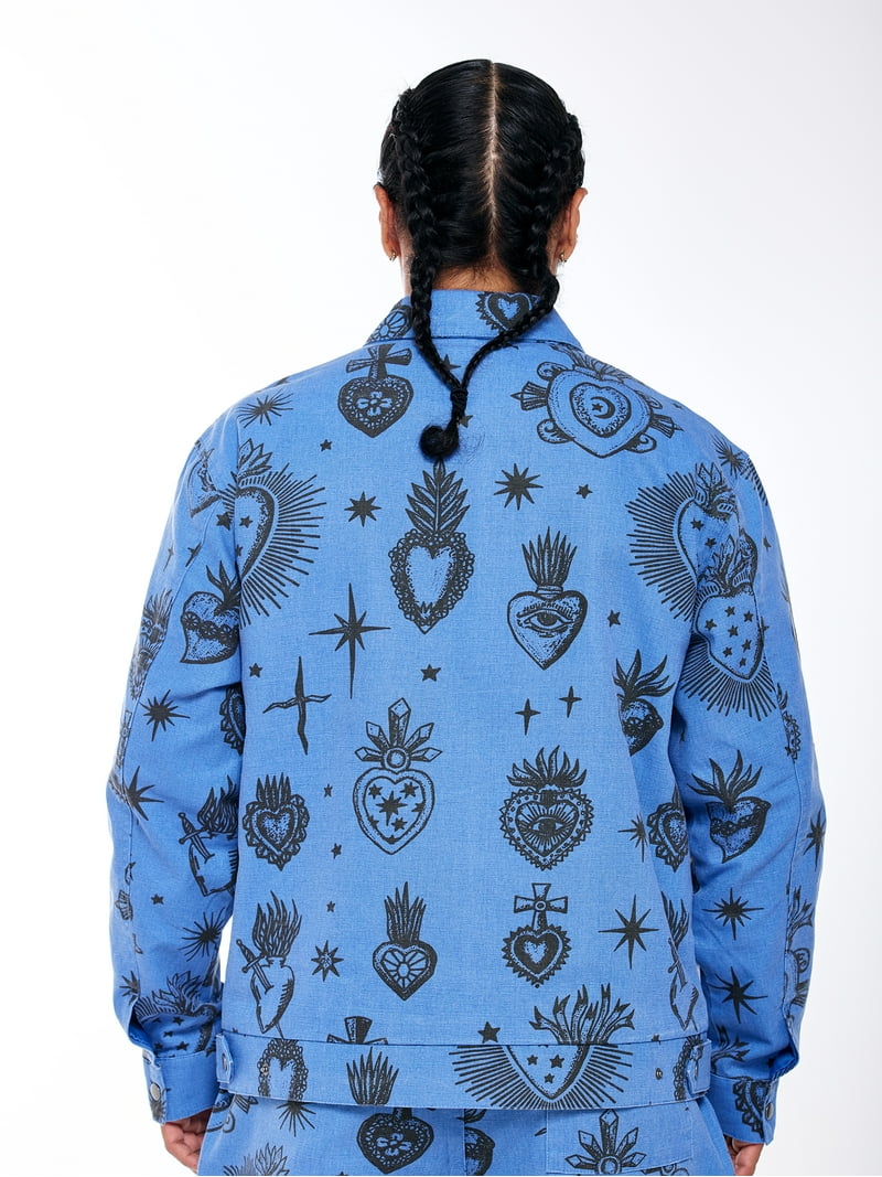 Hija De Tu Madre, Unisex Graphic Zip-Up Jacket, Sacred Heart