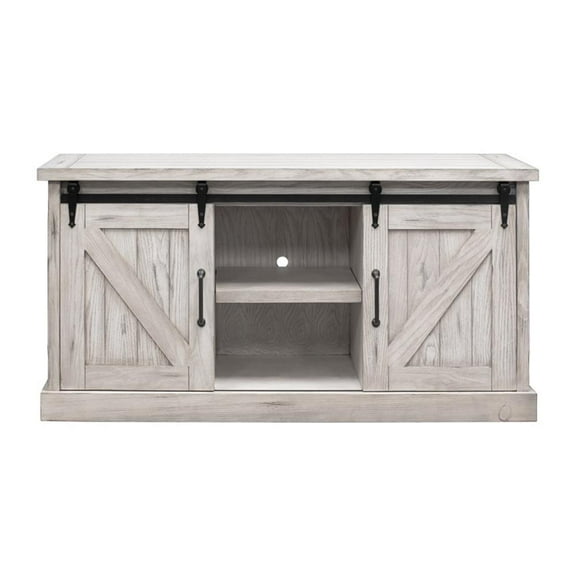 Avondale 60" TV Console Barn Door Wood Accent Cabinet Fully Assembled White