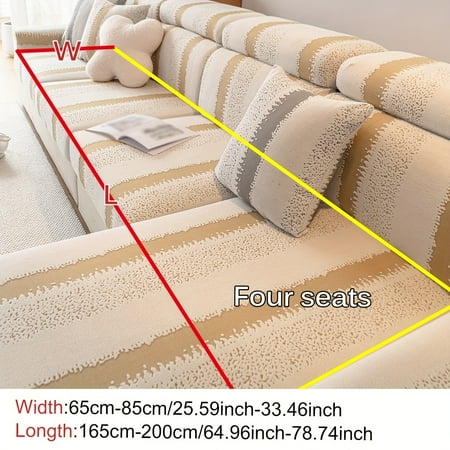 

PORK 1pc Universal Sofa Cover 280gsm Faux Suede 4-Seat 4-Season Slip-Resistant Easy Clean Pet-Friendly Adjustable Strap For Home Decor HOME