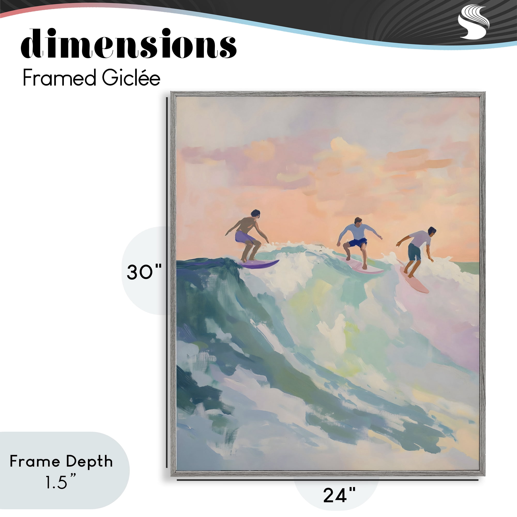 Stupell Industries Group of Surfers at Sunset Gray Framed Giclee Art, design by The Prints Vibe