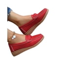 thumbnail image 3 of Ritualay Women Boat Shoes Slip On Flats Driving Loafers Classic Wedge Heel Wedges Womens Ladies Comfort Moccasin Red 8, 3 of 8