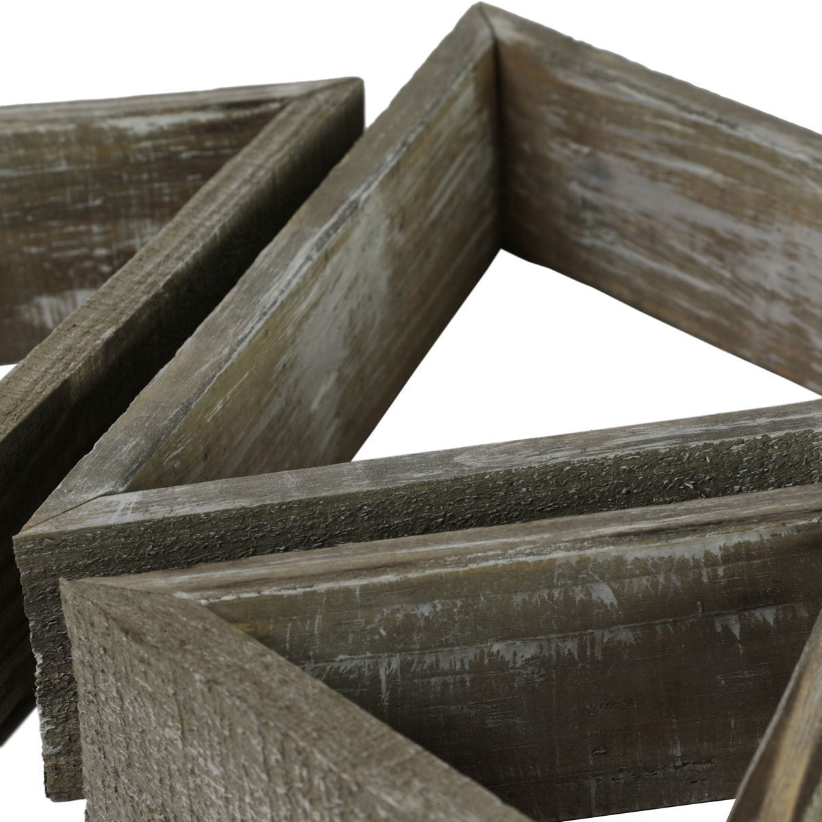 Set of 3, Triangle, Open Back, Vintage Farmhouse Shadow Box Shelves, Barnwood Decor Collection, Pebble Grey