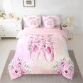 thumbnail image 2 of jejeloiu Ballet Girl 7-Piece Twin Bedding Sets,Pink Flower Floral Bedding Comforter Set,Romantic Theme Sheet Sets For Girls,Super Cozy Room Decor Reversible, 2 of 8