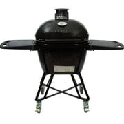 Primo All-In-One Oval Large 300 Ceramic Kamado Grill With Cradle, Side Shelves, And Stainless Steel Grates - PGCLGC (2021)