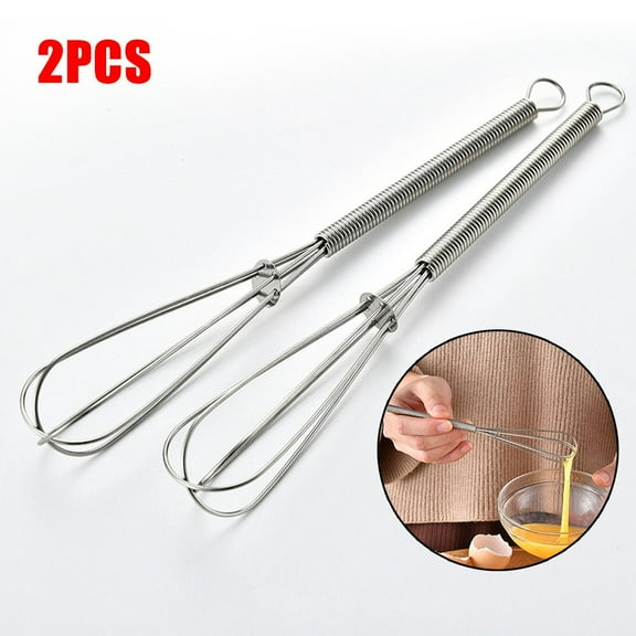 2 Pcs Mini Small Stainless Steel Balloon Wire Whisk Set Whip Mix Stir Beat
