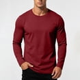 thumbnail image 4 of Daiosportswear Men's Cotton Crewneck T-Shirts Long Sleeve Plain Tee Moisture Wicking Casual Solid Color Tshirts Wine M, 4 of 8