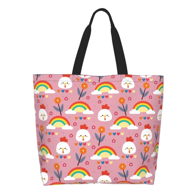 Disketp Cartoon Chicken Bolsa Tote Estampada para Mujer, Bolso de Hombro y de Mano para Compras y Viajes