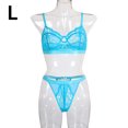 thumbnail image 1 of Encaje sexy conjunto de ropa interior sujetador ropa interior regalo para mujer, azul verde, L 2 piezas Inevent XX000054-37, 1 of 7