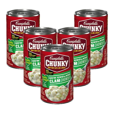 (5 Pack) Campbell's Chunky Healthy Request New England Clam Chowder, 18.8
