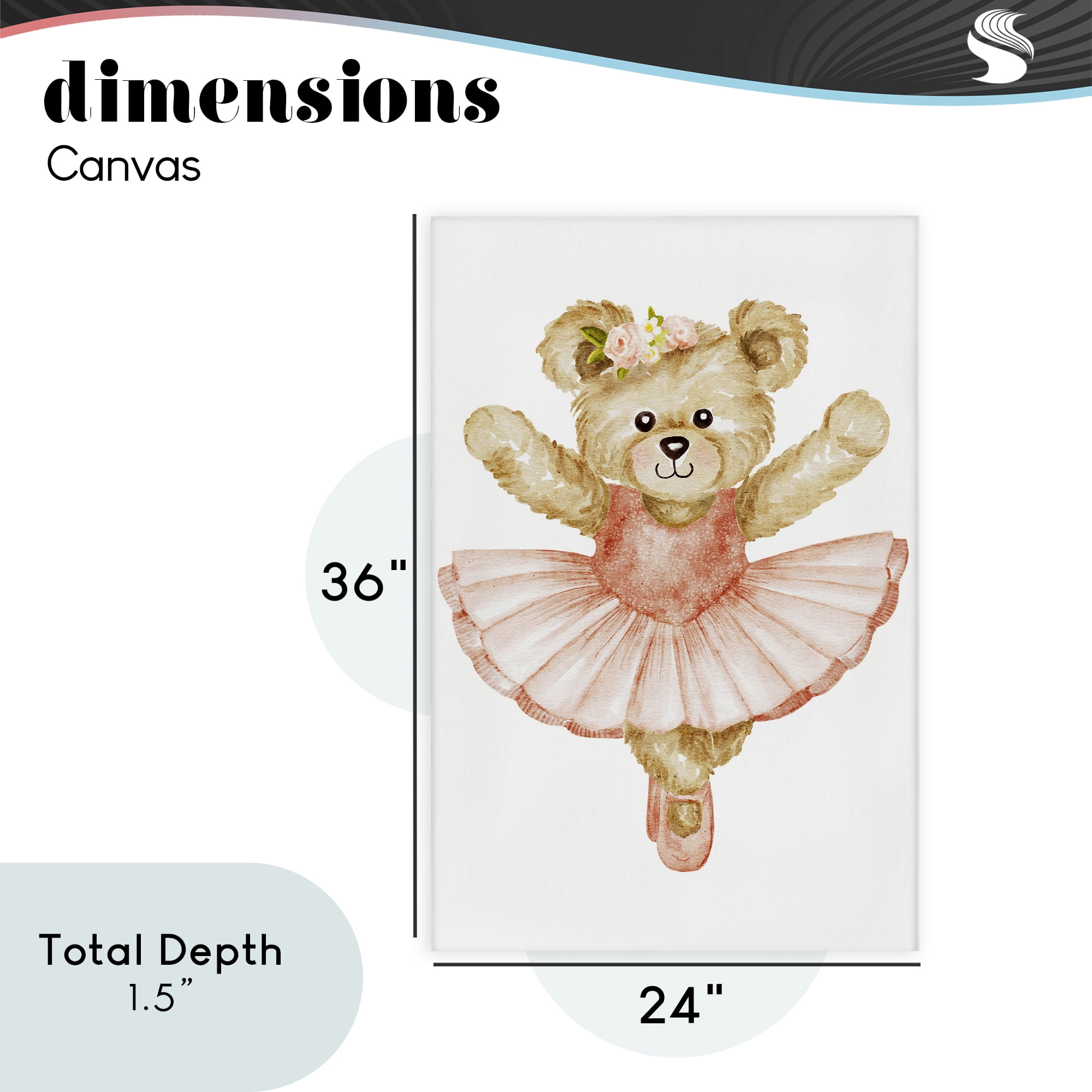 Teddy Bear Ballet Tutu Canvas Wall Art, design by Amy Hall