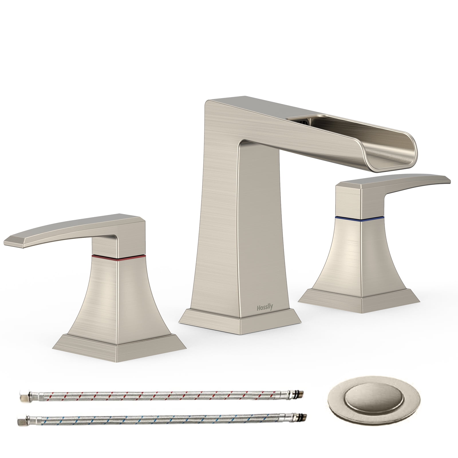 RONSHIN Waterfall wide bathroom faucet, 2 handle waterfall bathroom