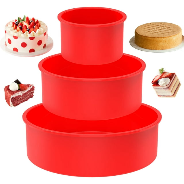 3Pcs Moule à Gâteau Rond en Silicone Moules à Gâteau en Silicone Rond Antiadhésif de Qualité Alimentaire Moule à Gâteau en Silicone Rond Moule à Gâteau en Silicone Résistant à la Chaleur Facile à Libérer Moule à Gâteau en Silicone pour la Cuisson des Gâteaux