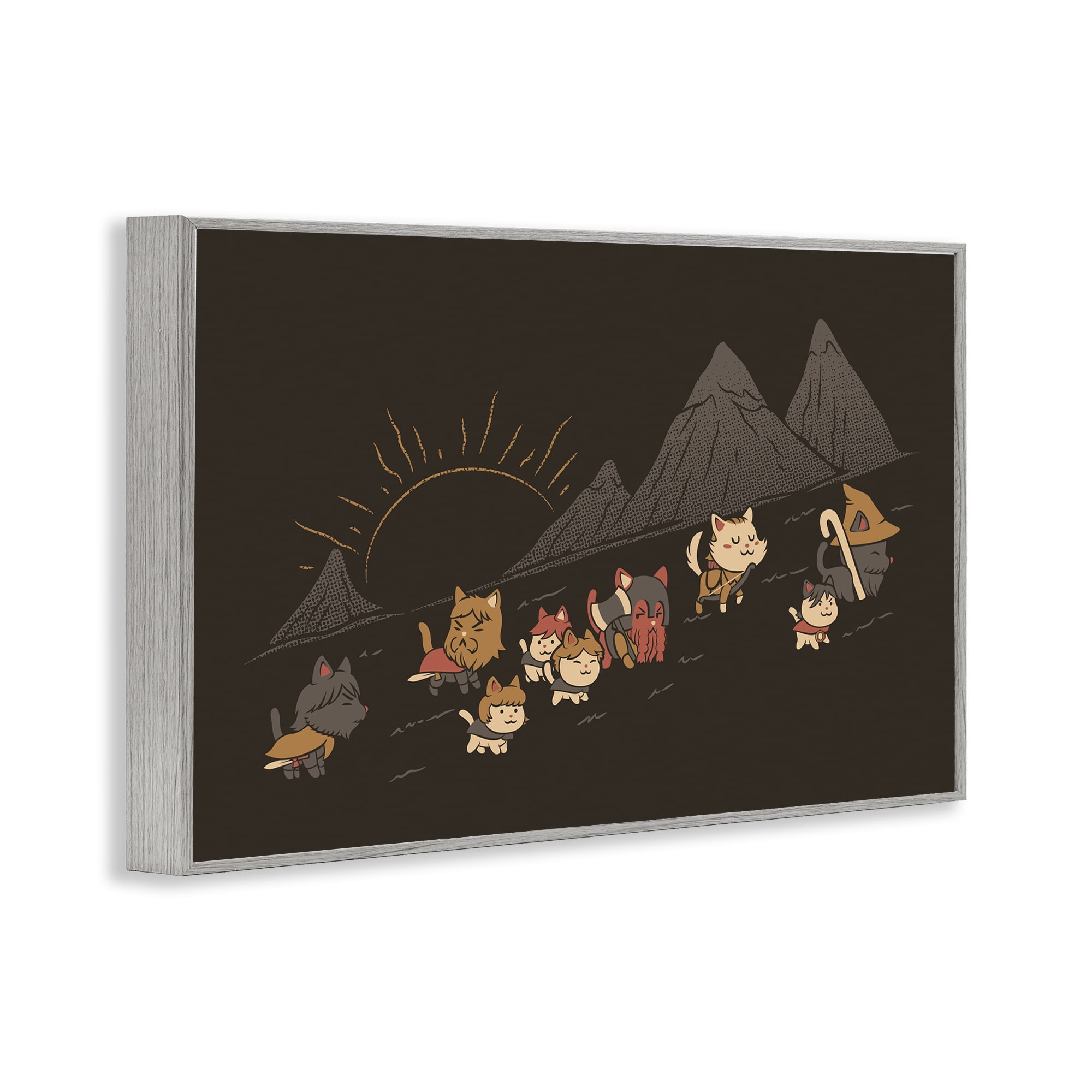 Stupell Industries Iconic Furrowship Of Ring Cats Gray Framed Giclee Art, design by Tobe Fonseca