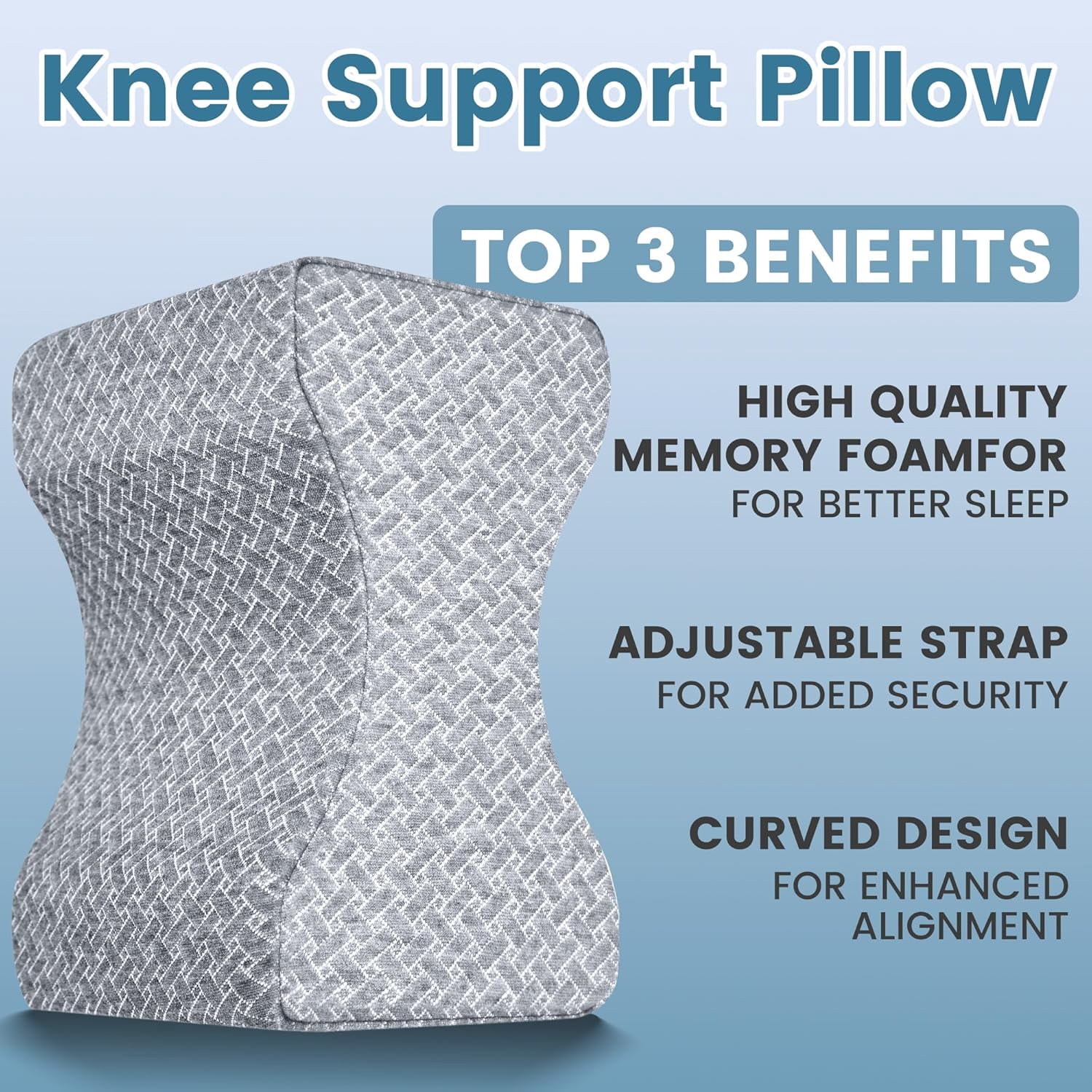 Knee Pillow for Side Sleepers,Leg Pillow for Knees,Hips,Sciatica,Joints,Back Pain Relief,Memory Foam Pillow Between Legs for Knee and Thighs Support,Ideal for Pregnancy and Post-Surry Recovery