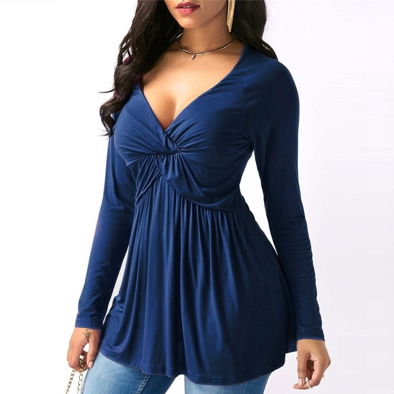 deep v neck tops womens