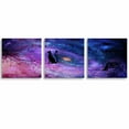 thumbnail image 2 of IDEA4WALL 3 Pieces Modern Canvas Wall Art Bird on Cat Tail Standing on Branch Under Colorful Nebula Canvas Prints for Home Wall Decor - 16"x16"x3 Panels, 2 of 5