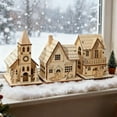thumbnail image 4 of Village Decorations,Wooden Christmas Cabin,Led Light Wooden House with Battery to Paint,DIY Crafts,Xmas Party Decorations,for Holiday Tabletop Decor Indoor Home Decorations, 4 of 8