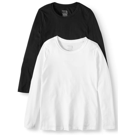 - Time and Tru Women's Long Sleeve Crewneck T-Shirt, 2 Pk Bundle