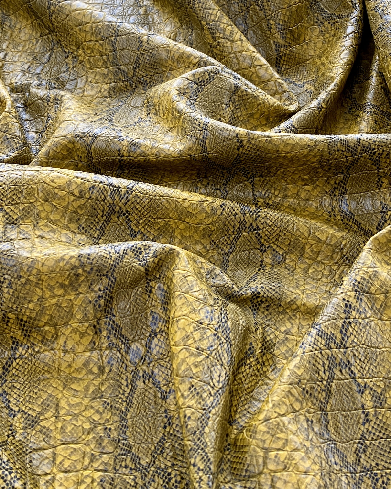 John Louden Snakeskin Faux Leather Fabric Gold - per yard