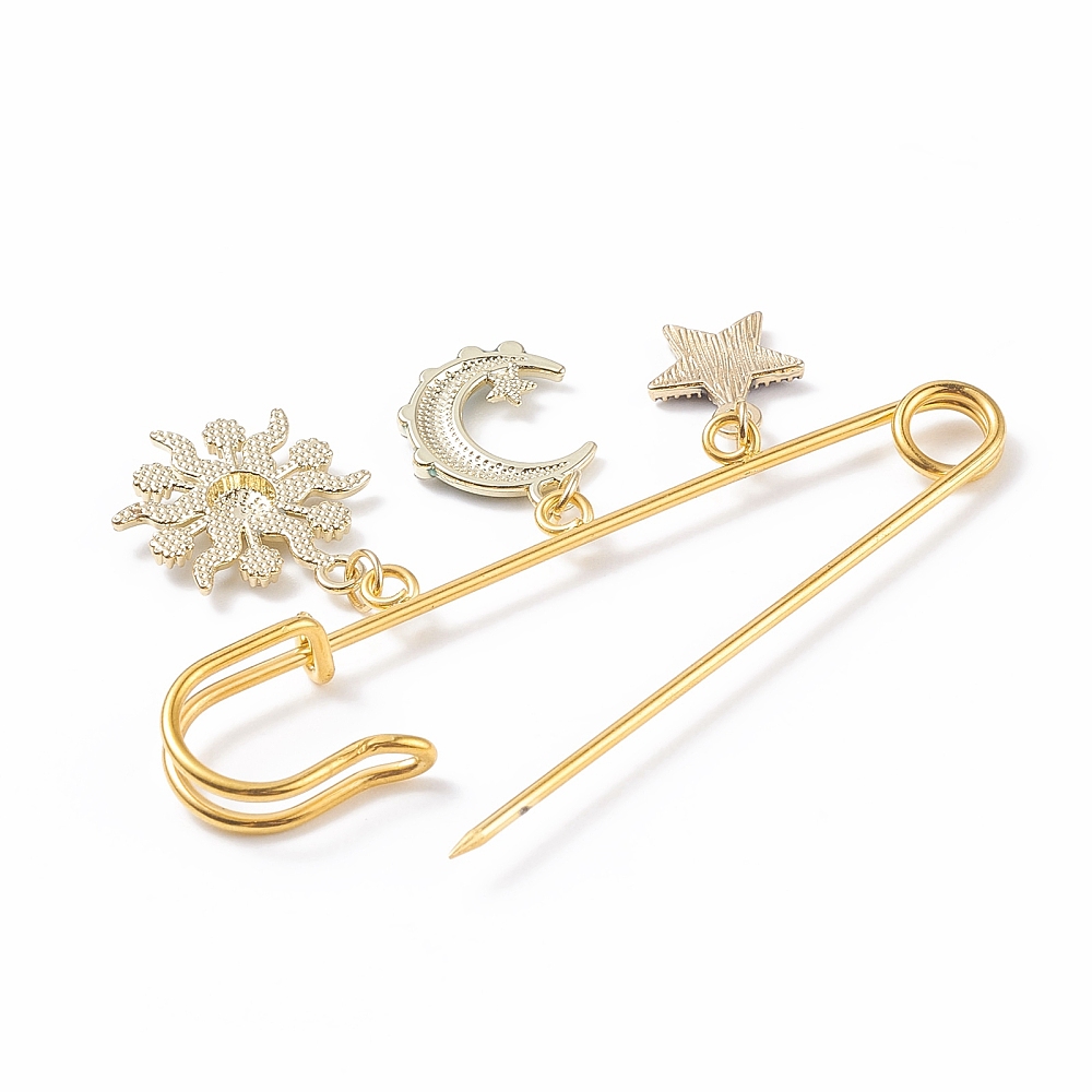 Star Moon Sun Enamel Charm Brooch Pin Iron Safety Pin for Clothes Backpack Golden Colorful 45x76.5x5mm
