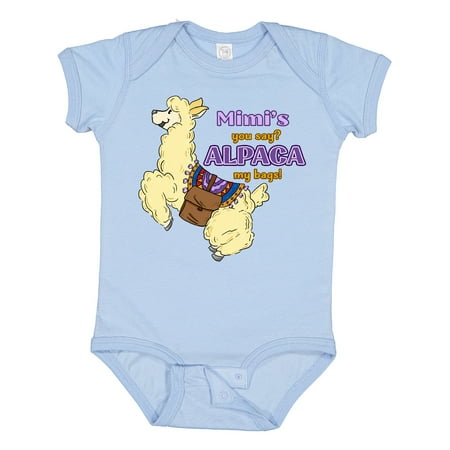 

Inktastic Cute Jumping Alpaca Mimi s You Say ALPACA My Bags Gift Baby Boy or Baby Girl Bodysuit