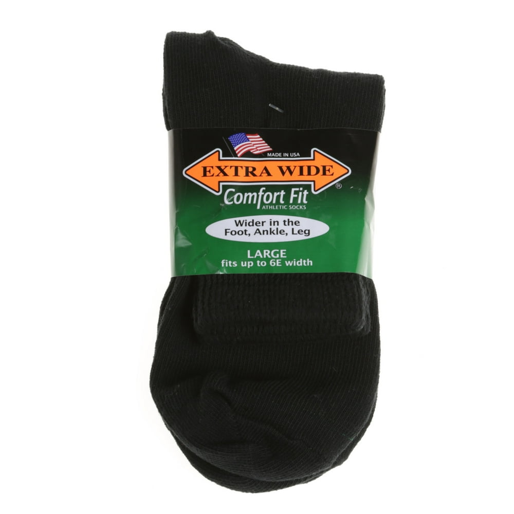 Extra Wide Extra Wide Athletic Quarter Socks for Men (3 Pack) (1216