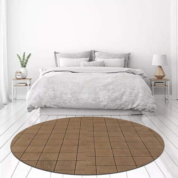Teppich Homes Geometric Luxury Under Your Feet Contemporary Area Rug, Tufted, Brown, Geometric, 5' x 5', Fade Resistant, 1 Count