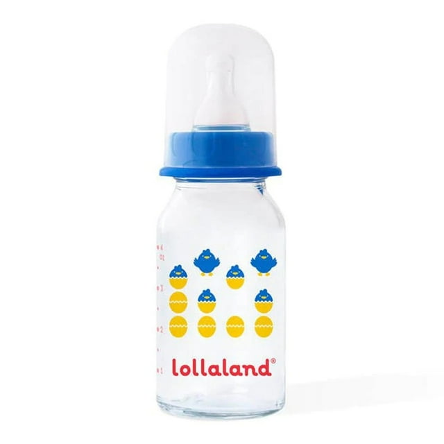 Lollaland Biberon en Verre pour Bébé - Bleu Courageux (4 Oz)