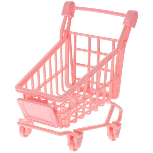 Milisten 2 Pcs PVC Simulation Trolley Mini Shopping Cart Toy Kids Stuffs Dolls Storage Rack for Kids Toddlers Playing (Random Color)