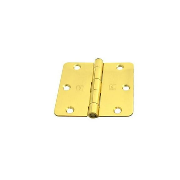 Hager Hinge RC15413123EA14 3.5 x 3.5 in. 0.25 in. Radius Full Mortise Residential Hinge, Bright Brass