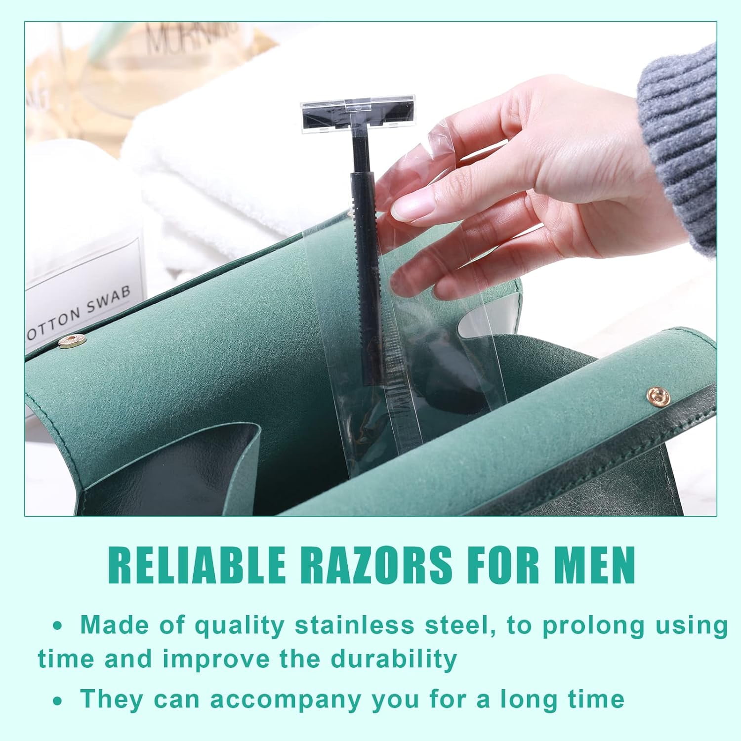 ABCISI 300 Pcs Disposable Razors Bulk with Clear Safety Cap Wrapped Twin Blade Shaving Razors for Men, Stainless Steel Blade, for Professional or Home Use, Black