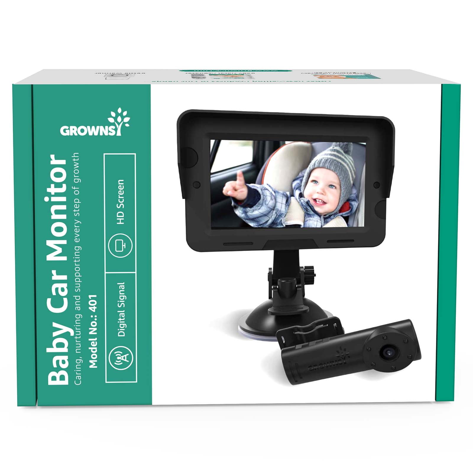 Grownsy Baby Car Camera,4.3" HD Display Baby Car Mirror with Night Vision Feature,Wide Clear View
