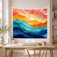 thumbnail image 5 of Flowing Sunset Bands Over Layered Waves, Calming Watercolor for Art Lovers, Color Gradient Decor, Housewarming Gift, Tapestry Wall Hanging for Bedroom and Studio, 5 of 7
