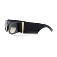 thumbnail image 3 of Womens Exaggerated Thick Temple Mod Narrow Rectangle Plastic Sunglasses Black Gold - Green Yellow, 3 of 4