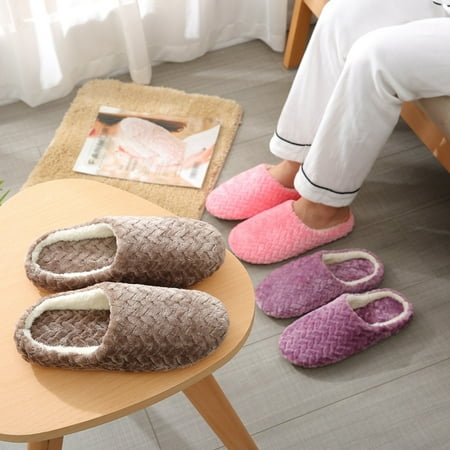 

Winter Unisex Jacquard Cotton Slippers Soft Bottom Mute Non-Slip Suede Home Slippers for Men Women