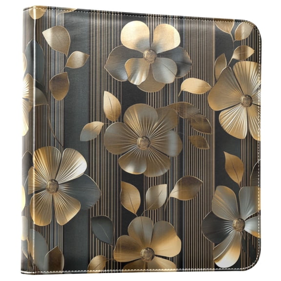 FORMRS 3 Ring Photo Album 4"x6" Self Adhesive Large Capacity PU Leather Cover, Floral Lines