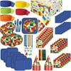 Lego Themed Birthday Party Supplies for 8: Plates, Cups, Napkins, Tablecloth, Cutlery, Streamers, Candles, Loot Bags, Birthday Hat