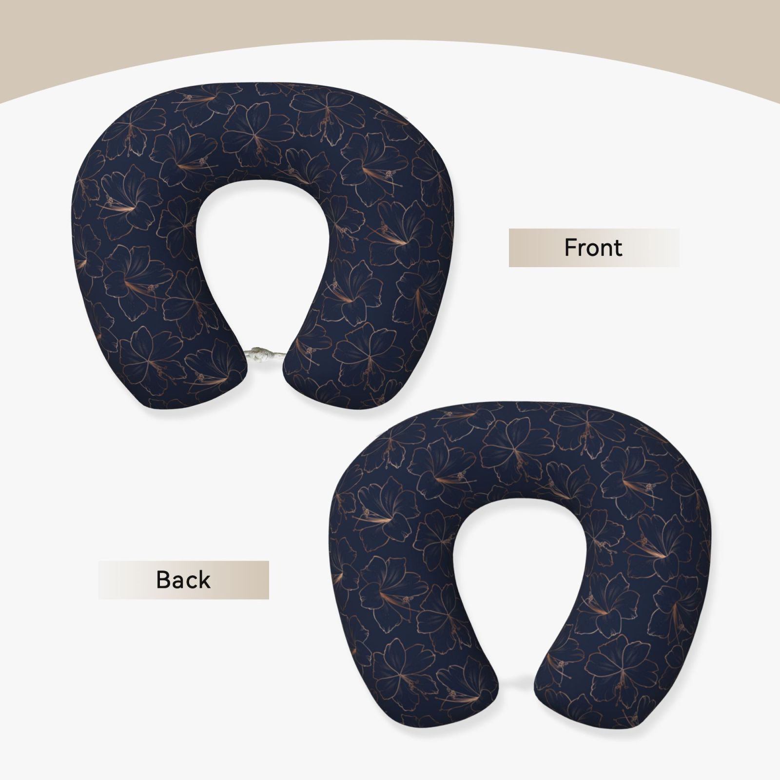 Xecao Copper-Gold Gloss Outline Lily Flower Print Memory Foam Cervical Neck Pillow Versatile U-Shaped Pillows for Home,Office,Camping,Travelling,Soft Washable Cover