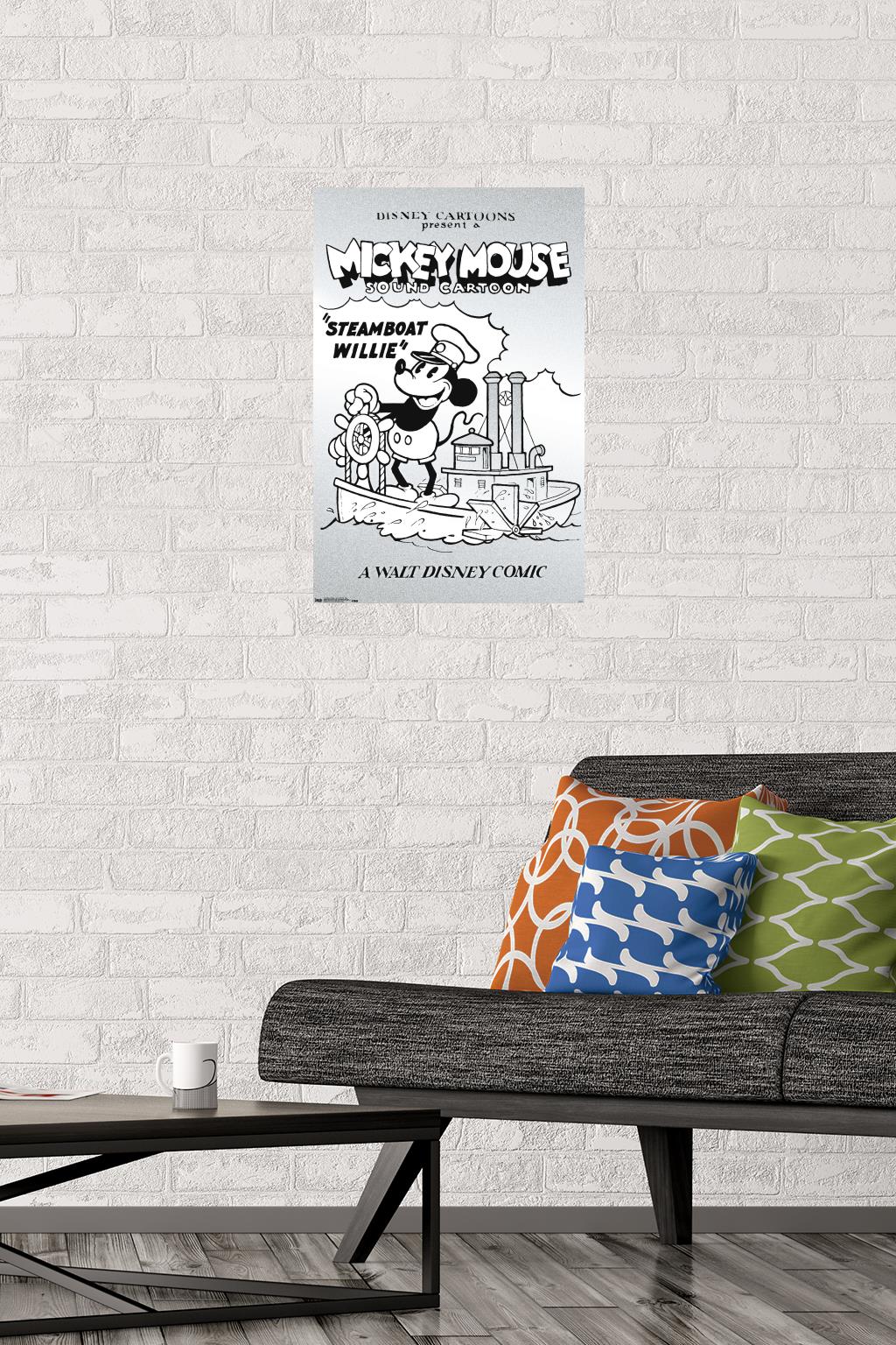 Disney Mickey Mouse - Black and White Steamboat Willie Wall Poster, 14.725" x 22.375" - image 2 of 5
